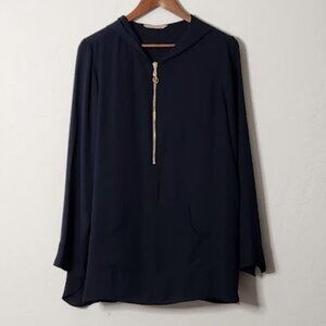 Soft Surroundings Women's Hooded Sheer Long Sleeve Blouse Size Large